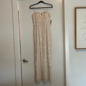 Full length cream sequined gown